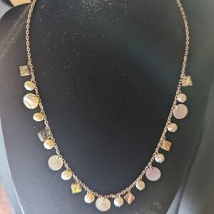 🐚 Sterling Silver Freshwater pearls, Abalone square Mother of Pearl necklace